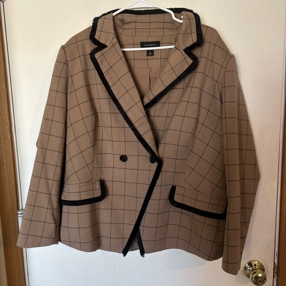 Halogen Windowpane Fringe Trim
Double Breasted Blazer 1X - Picture 1 of 8